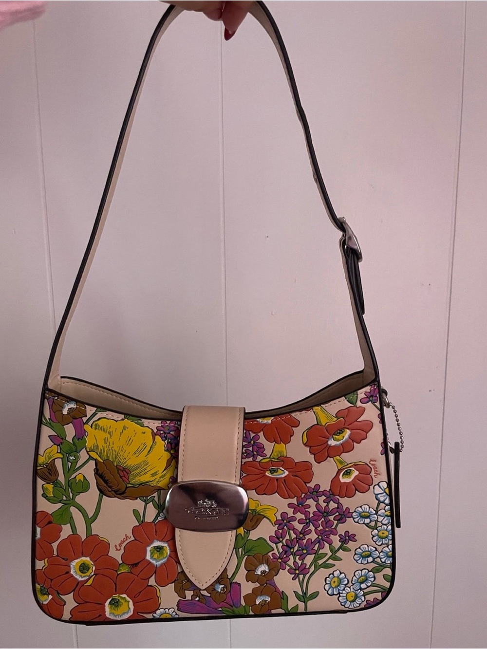 Coach Floral Shoulder Bag in Pink, Yellow, Orange and Green